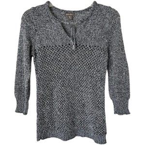 Eddie Bauer Blue/White Crochet Pullover Sweater - XS